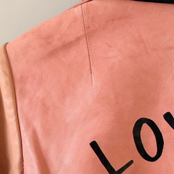 Alice + Olivia Lamb Leather Moto Jacket – “LOVE YOURSELF” – Size S - Picture 8 of 11